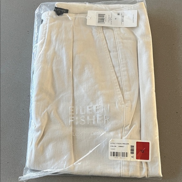 NWT Eileen Fisher SIZE 12 Women's Light Beige Pants - Picture 2 of 2